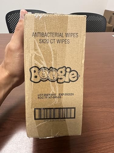 Antibacterial Hand Wipes by Boogie Wipes, Alcohol-Free, Hypoallergenic and Moisturizing Aloe, Boogie Hand Wipes for Adults and Kids, 5 Packs of 20…