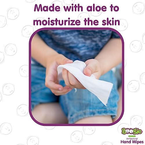 Antibacterial Hand Wipes by Boogie Wipes, Alcohol-Free, Hypoallergenic and Moisturizing Aloe, Boogie Hand Wipes for Adults and Kids, 5 Packs of 20…