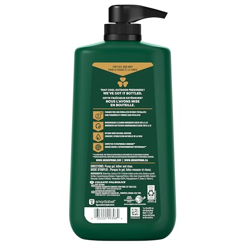 Irish Spring Original Moisturizing Body Wash for Men, 24-Hour Fresh, Face and Body Wash, Men’s Body Wash, Biodegradable Ingredients, Paraben Free, Cool Fresh Scent, 30 fl oz Pump Bottle