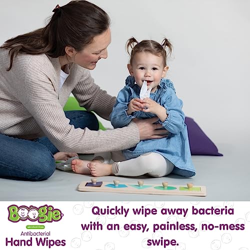 Antibacterial Hand Wipes by Boogie Wipes, Alcohol-Free, Hypoallergenic and Moisturizing Aloe, Boogie Hand Wipes for Adults and Kids, 5 Packs of 20…