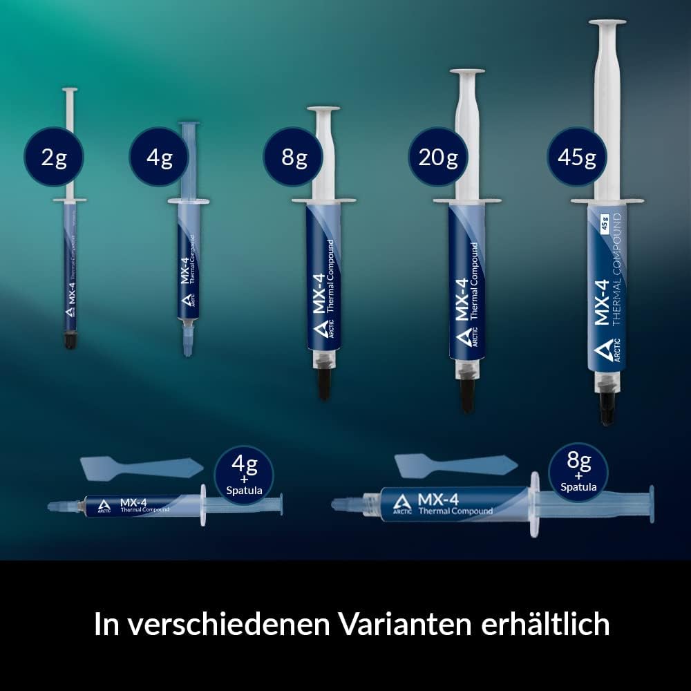 ARCTIC MX-4 (incl. Spatula, 4 g) - Premium Performance Thermal Paste for All Processors (CPU, GPU - PC), Very high Thermal Conductivity, Long Durability, Safe Application