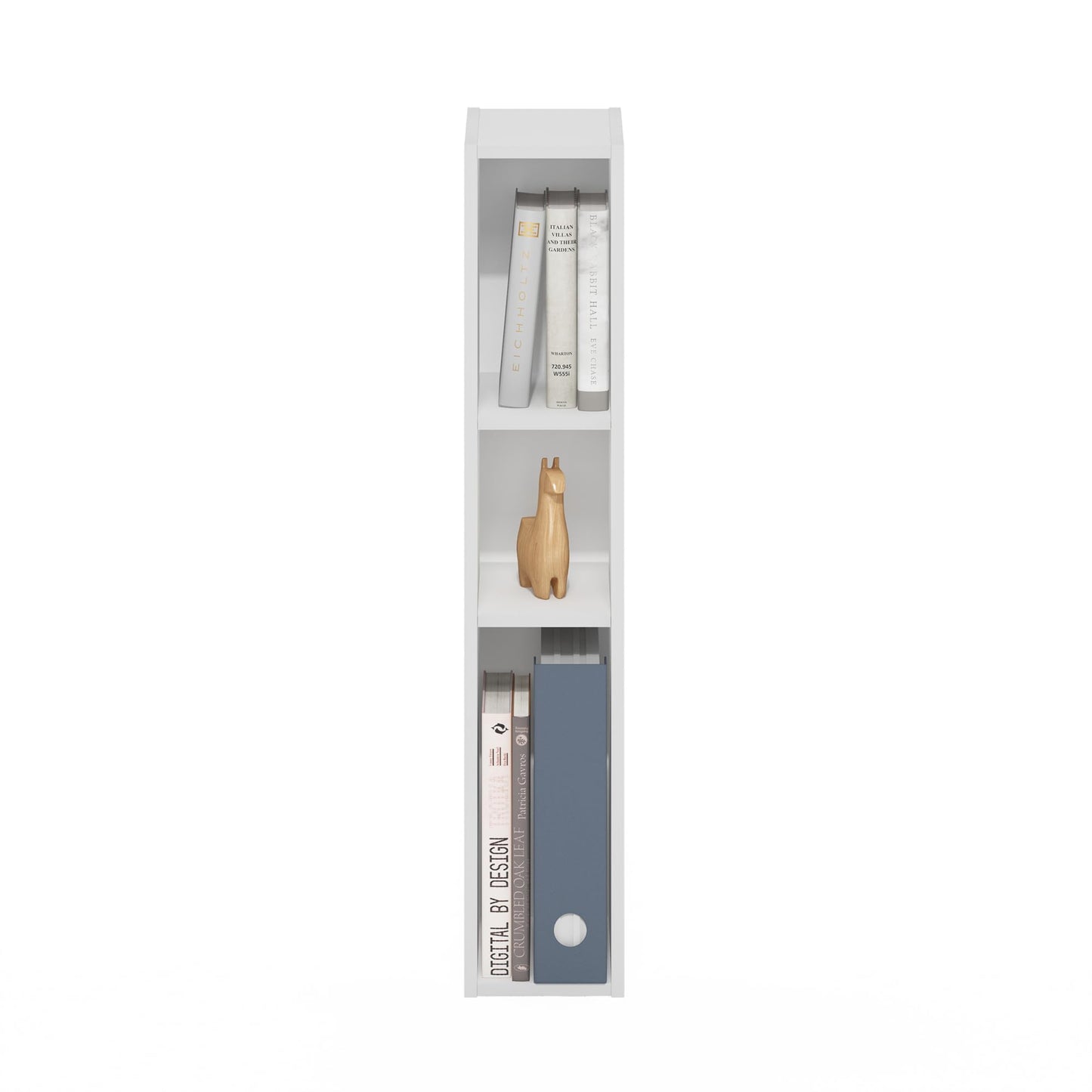 Fulda 3-Tier Space Saving Storage Shelf Bookcase, 6-Inch Width, White