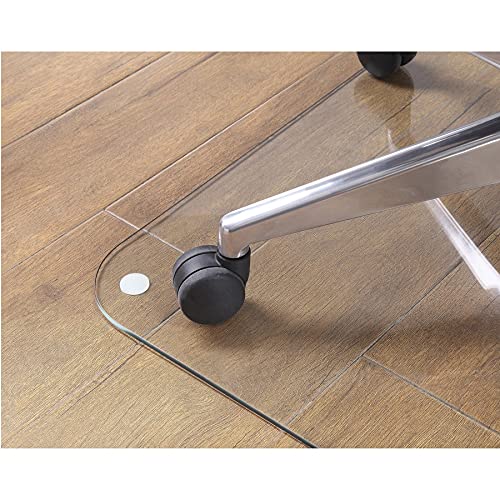 Tempered Glass Chairmat, 46" Width x 36" Depth x 0.25" Thickness, Clear, 1 Each