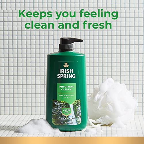 Irish Spring Original Moisturizing Body Wash for Men, 24-Hour Fresh, Face and Body Wash, Men’s Body Wash, Biodegradable Ingredients, Paraben Free, Cool Fresh Scent, 30 fl oz Pump Bottle