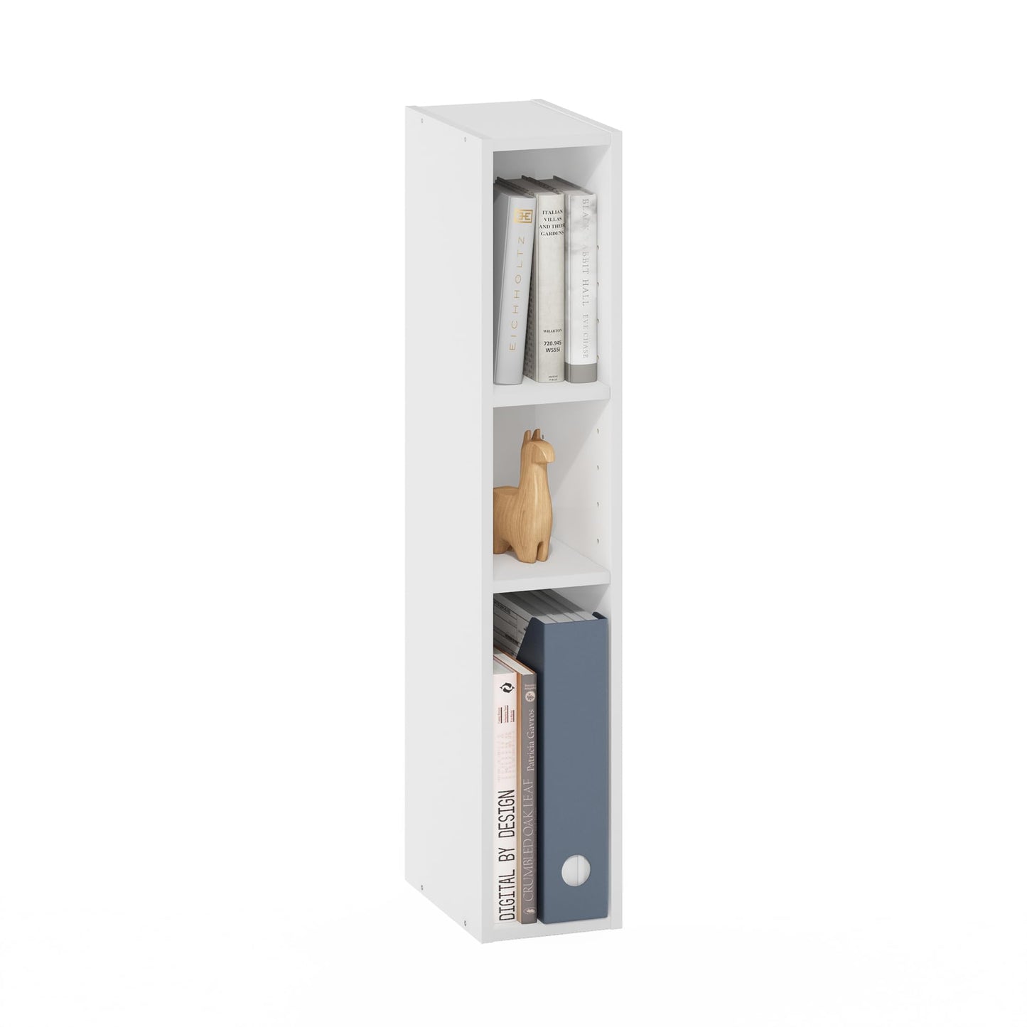 Fulda 3-Tier Space Saving Storage Shelf Bookcase, 6-Inch Width, White