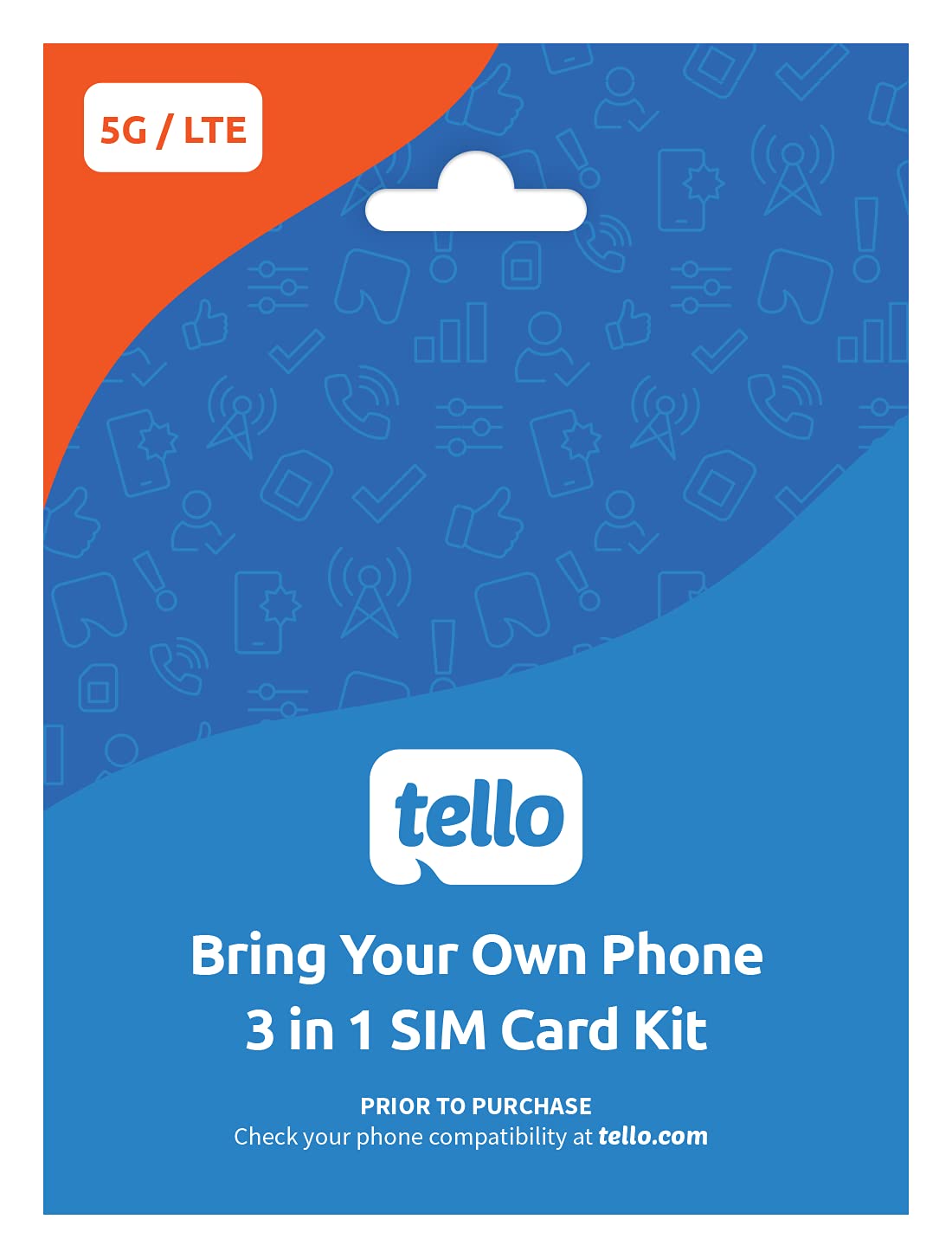 Tello Mobile - US Prepaid SIM Card (3 in 1) | Bring Your Own Phone Kit | Phone Plans Starting at $5/mo up to $25/mo | Nation-Wide 4G LTE/5G Coverage