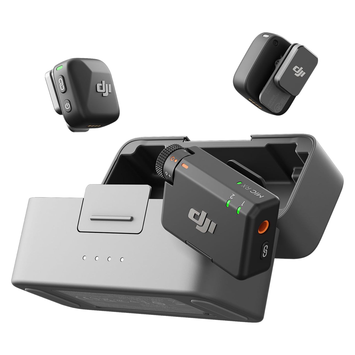 DJI Mic Mini (2 TX + 1 RX + Charging Case), Wireless Microphone for iPhone/Camera/Android, Ultralight, Detail-Rich Audio, 48h Use, Noise Cancelling, Automatic Limiting, Vlog, Streaming