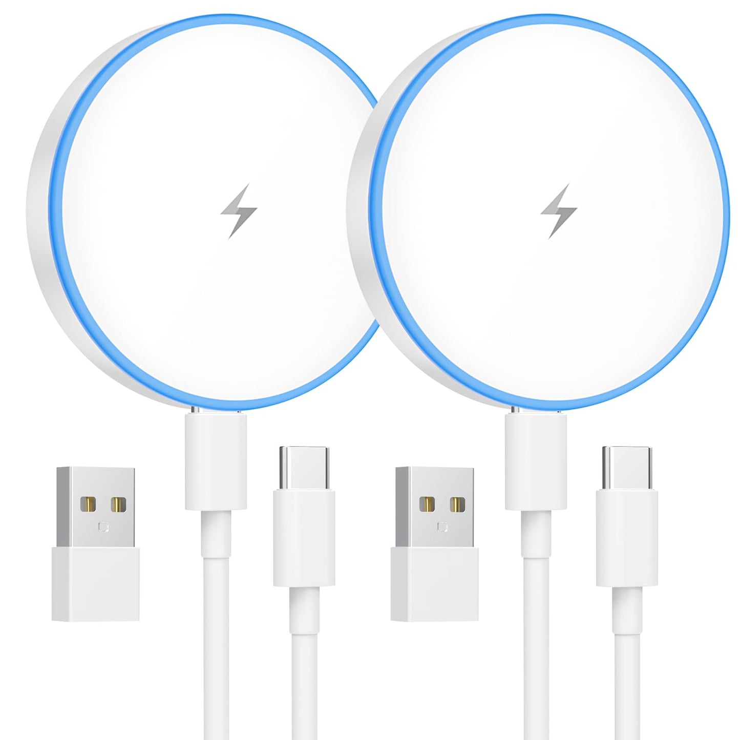 MagSafe Charger 2 Pack 15W Magnetic Wireless Charger Fast Charging Pad Compatible with iPhone 16/15/14/13/12 Series & AirPods 3/2/Pro Magnetic MagSafe Charging Pad with Dual Charging Ports