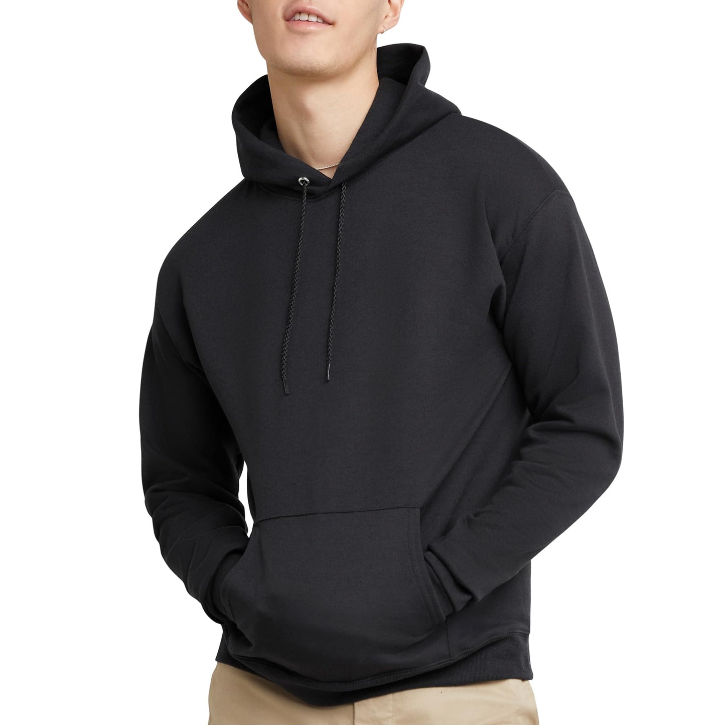 Men's Pullover EcoSmart Hooded Sweatshirt, Black, Large