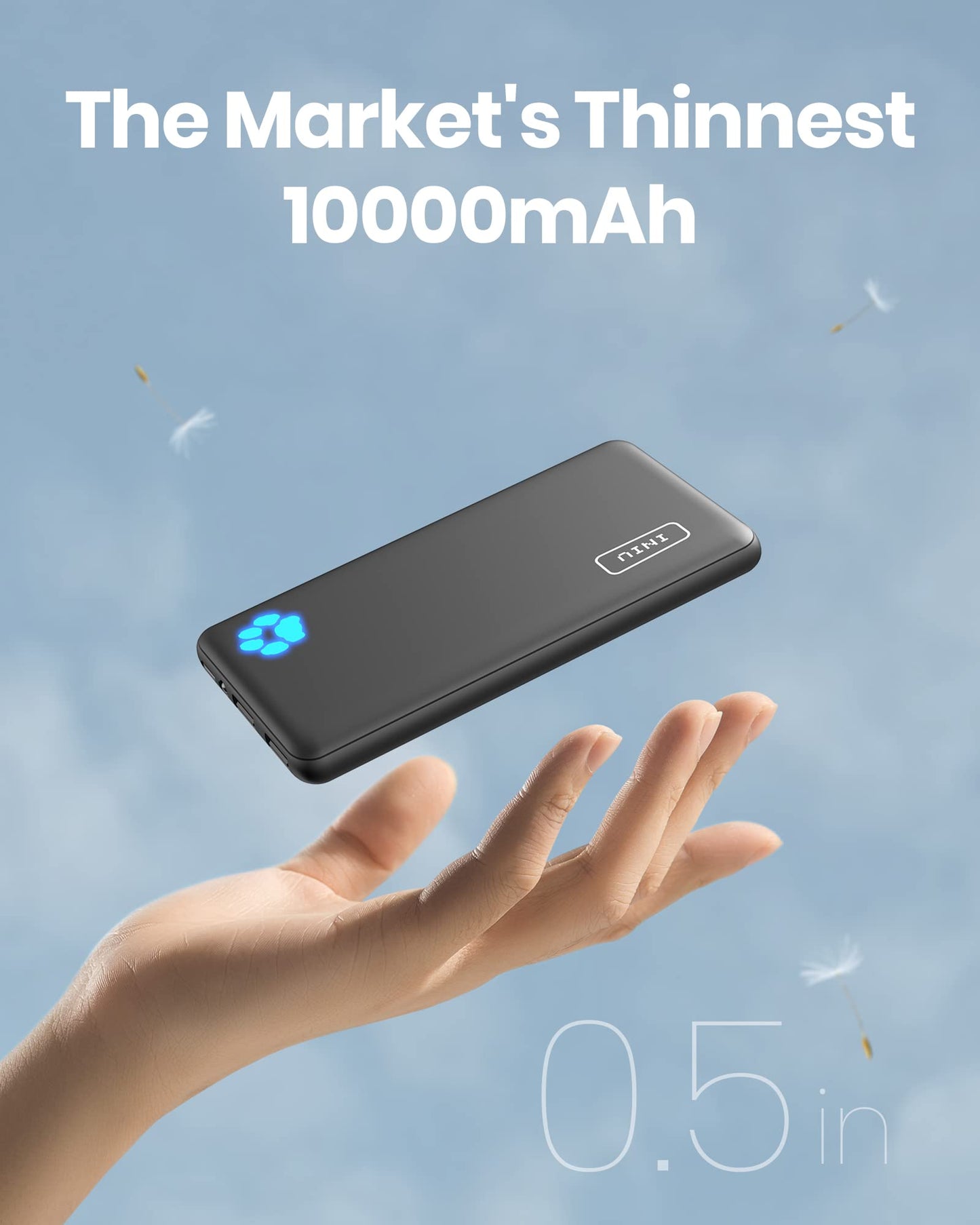 Portable Charger, Slimmest 10000mAh 5V/3A Power Bank, USB C in&out High-Speed Charging Battery Pack, External Phone Powerbank Compatible with iPhone 16 15 14 13 12 Samsung S22 S21 Google iPad etc