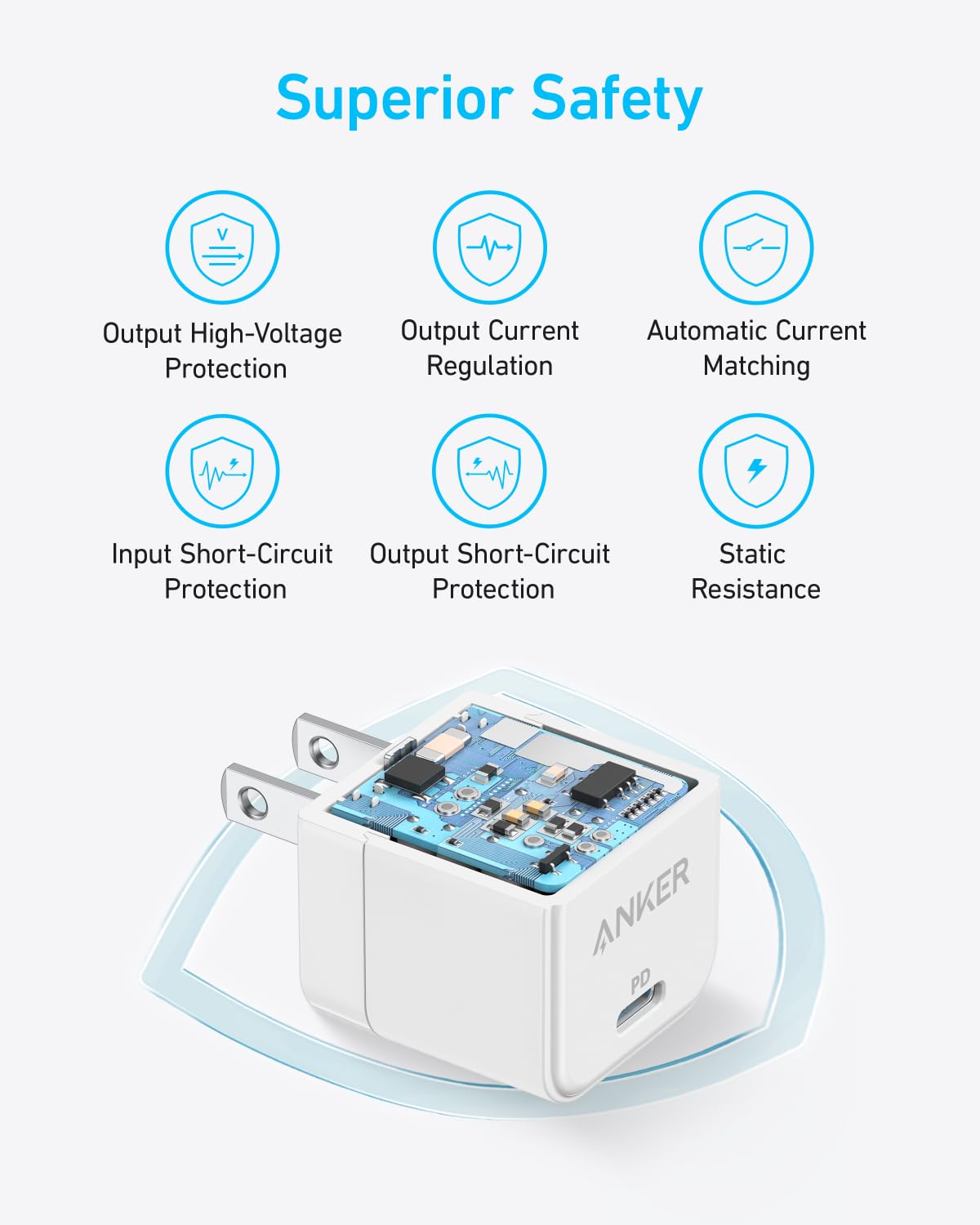 Anker USB C Charger with USB C Cable, 20W USB C Charger Block for iPhone 16/15 and More Series, Galaxy, Pixel, iPad Pro/Air/Mini Series (Pack of 2)