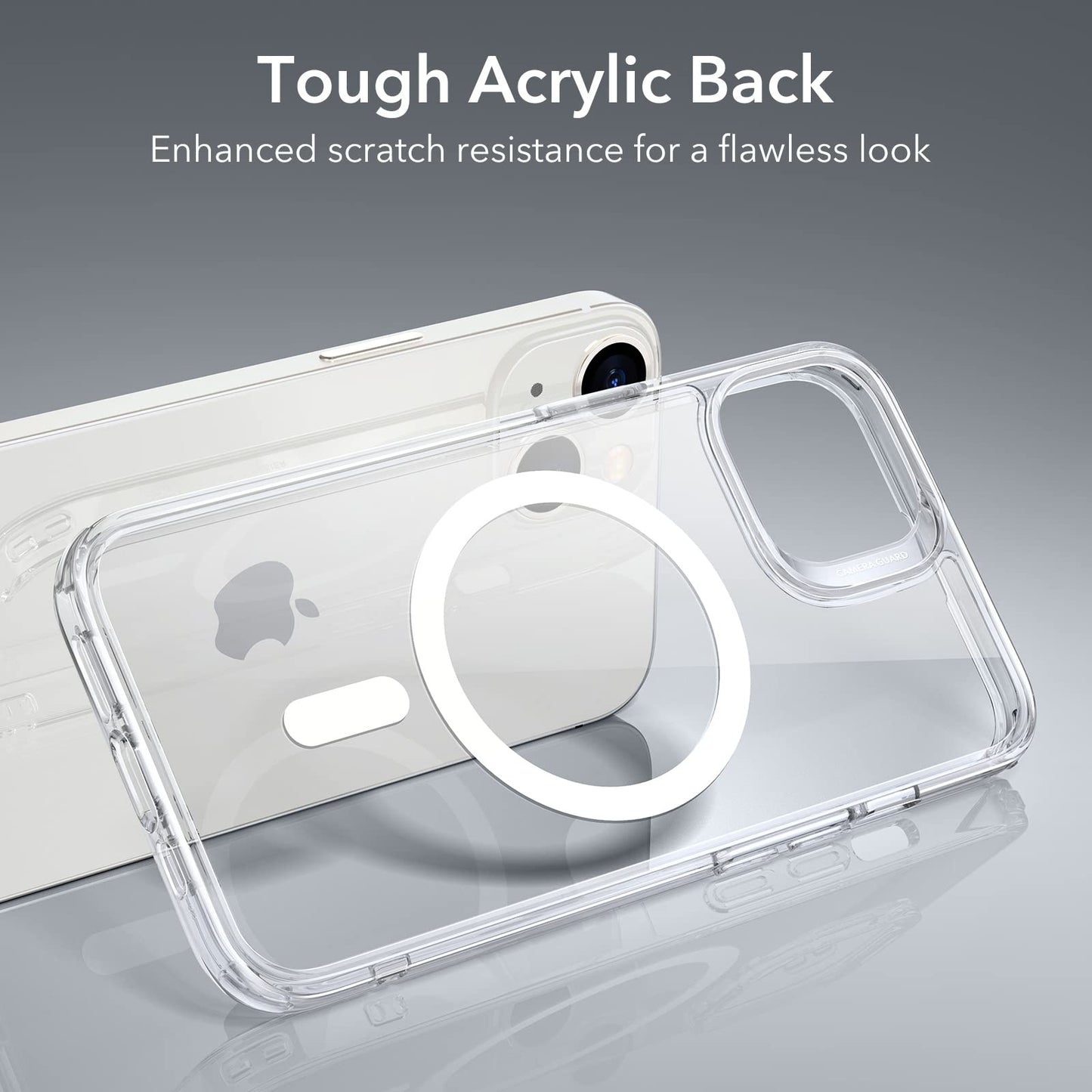 iPhone 13 and iPhone 14 Case, Compatible with MagSafe, Classic Hybrid Magnetic Mobile Phone Case with HaloLock, Military Standard Drop Protection Case, Scratch-Resistant Back, Clear
