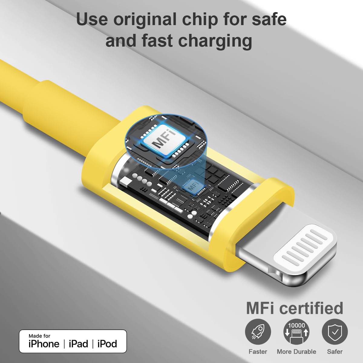 iPhone Charger Fast Charging 10FT 20W USB C Charger Block Super Fast Charger Cable Compatible with iPhone14/14 Pro Max/13/13Pro/12/12 Pro/11,iPad(Yellow