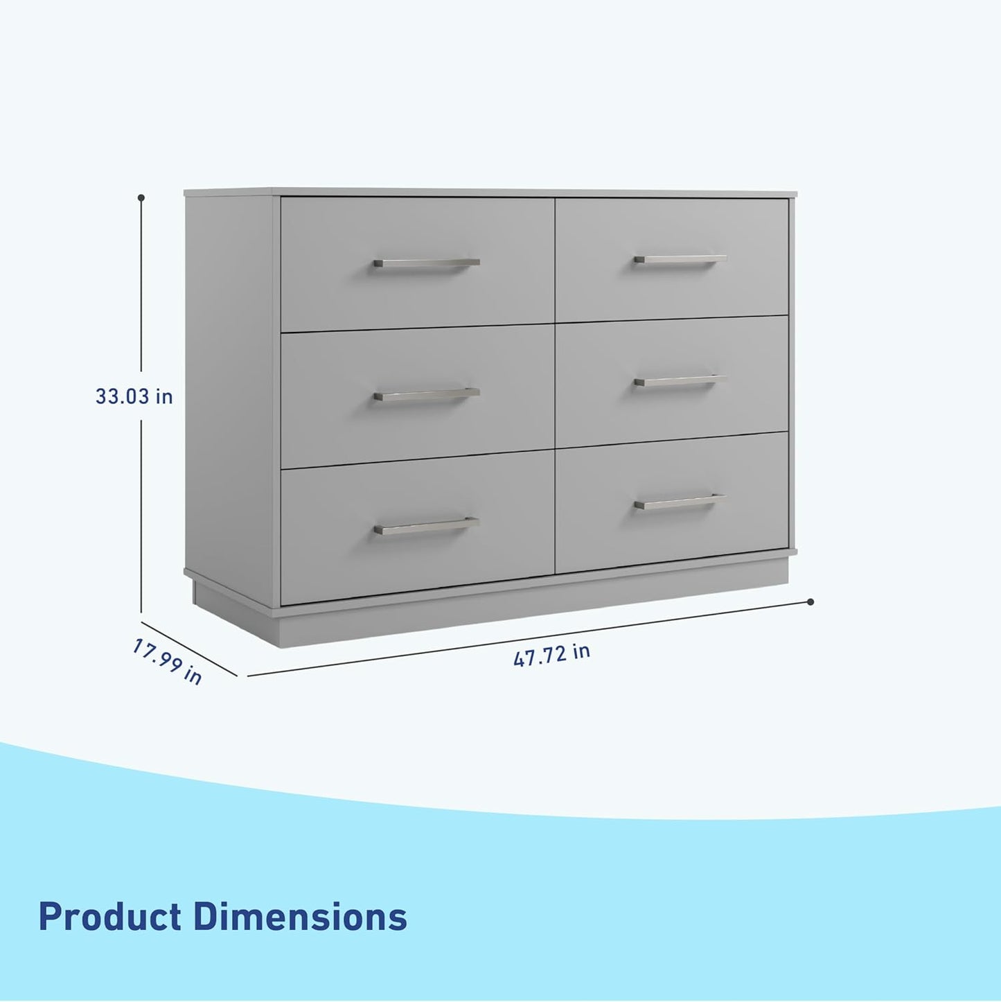 6 Drawer Bedroom Dresser (Pebble Gray) – GREENGUARD Gold Certified Dresser for Kids Bedroom, Kids Dresser with Interlocking Drawer System, 6 Drawer Nursery Dresser