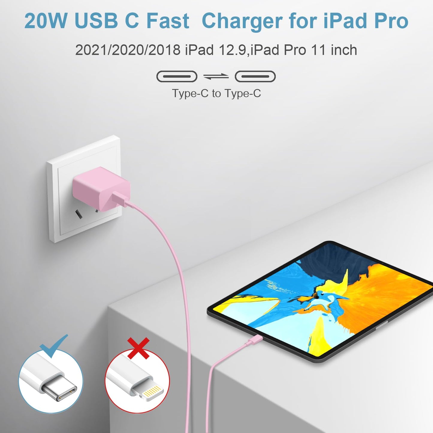 iPhone 16 15 Charger Fast Charging Type C Charger USB C Charger Block iPhone 16 Charger with 2 Pack 6FT Cable for iPhone 16/16 Plus/16 Pro/16 Pro Max/iPhone 15/15 Pro Max/Samsung(Pink)