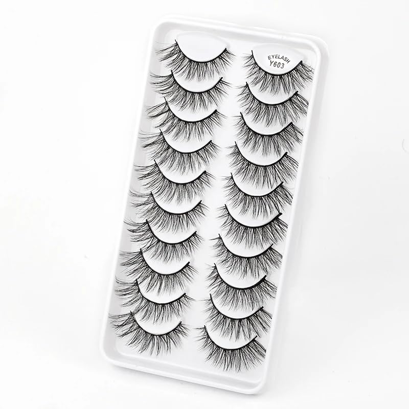 ICYM Glam Extensions 10 Pairs of False Eyelashes – Expertly Crafted for Stunning Eyes! Enhance Your Beauty with Precision-Cut Lashes, Professional Tweezer Application (Y603)