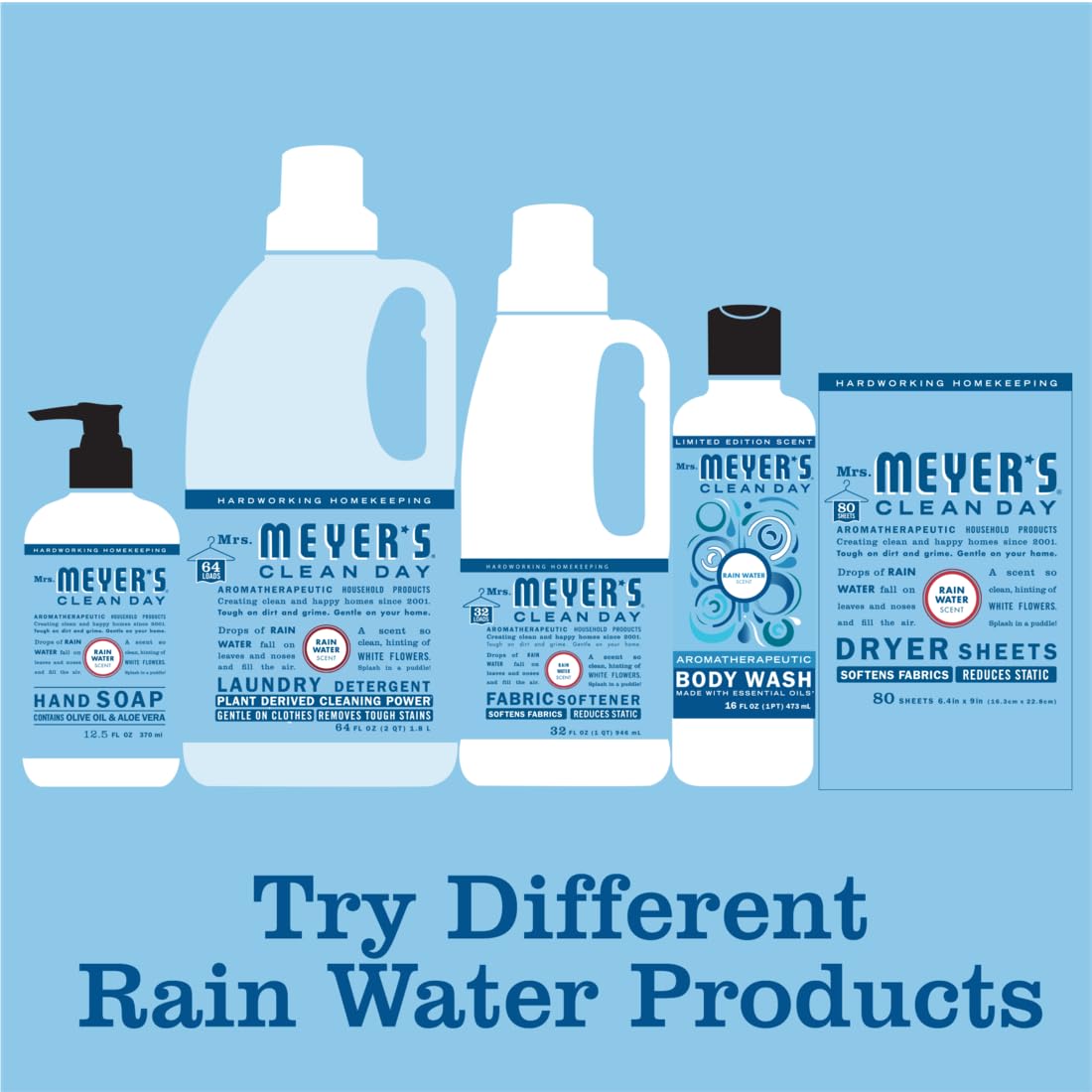 MRS. MEYER'S CLEAN DAY Liquid Hand Soap Refill, Rainwater, 33 OZ