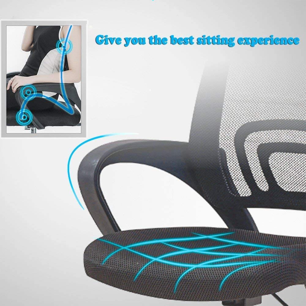 Office Chair Ergonomic Cheap Desk Chair Mesh Computer Chair Lumbar Support Modern Executive Adjustable Stool Rolling Swivel Chair for Back Pain (Black)