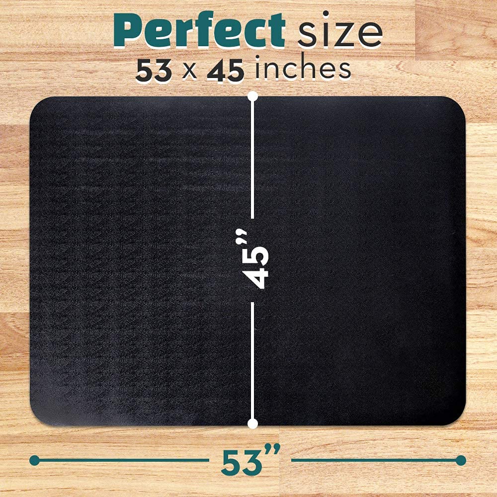 Office Chair Mat for Hardwood Floor: 53"x45" Large Black Rolling Chair Mat for Hard Wood and Tile Floor, Anti-Slip Heavy Duty Floor Protector Mat Under Computer Desk, Easy Glide Chair Mat for Home
