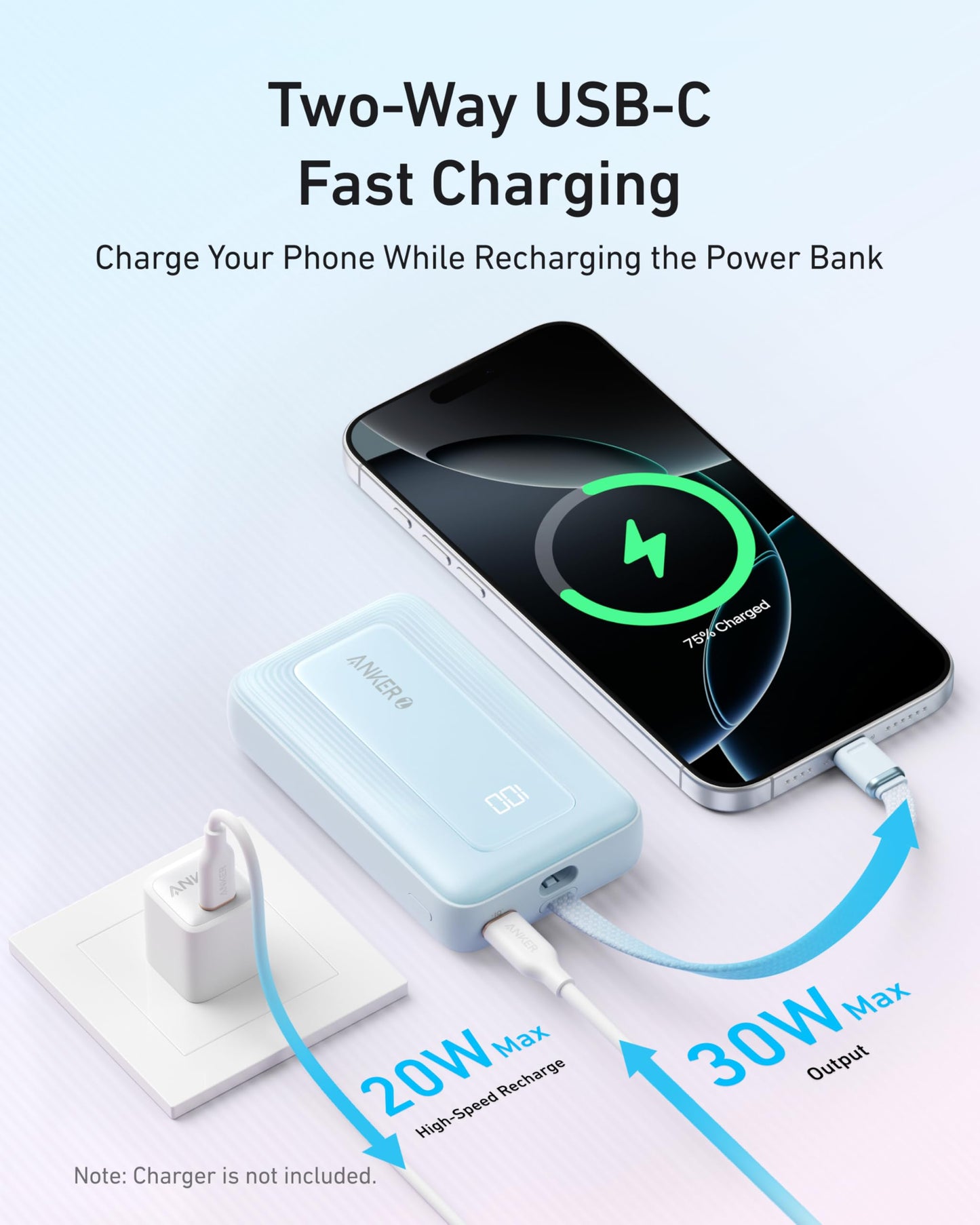 Portable Charger, 10,000mAh 30W Power Bank, USB-C in and Out Fast Charging Battery Pack, Travel Essential Phone Power Bank, for iPhone 16/15/14/13/12, iPad, MacBook, Galaxy, Google, and More