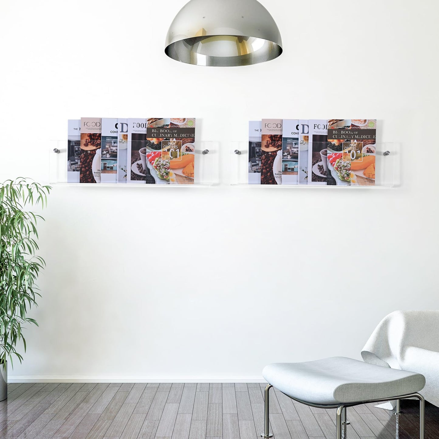 2 Pack 24 Inch Clear Acrylic Magazine Holder, Floating Brochure Display, Invisible Record Holder Magazine Rack, Hanging Bookshelf Literature for Waiting Room, Office, Home