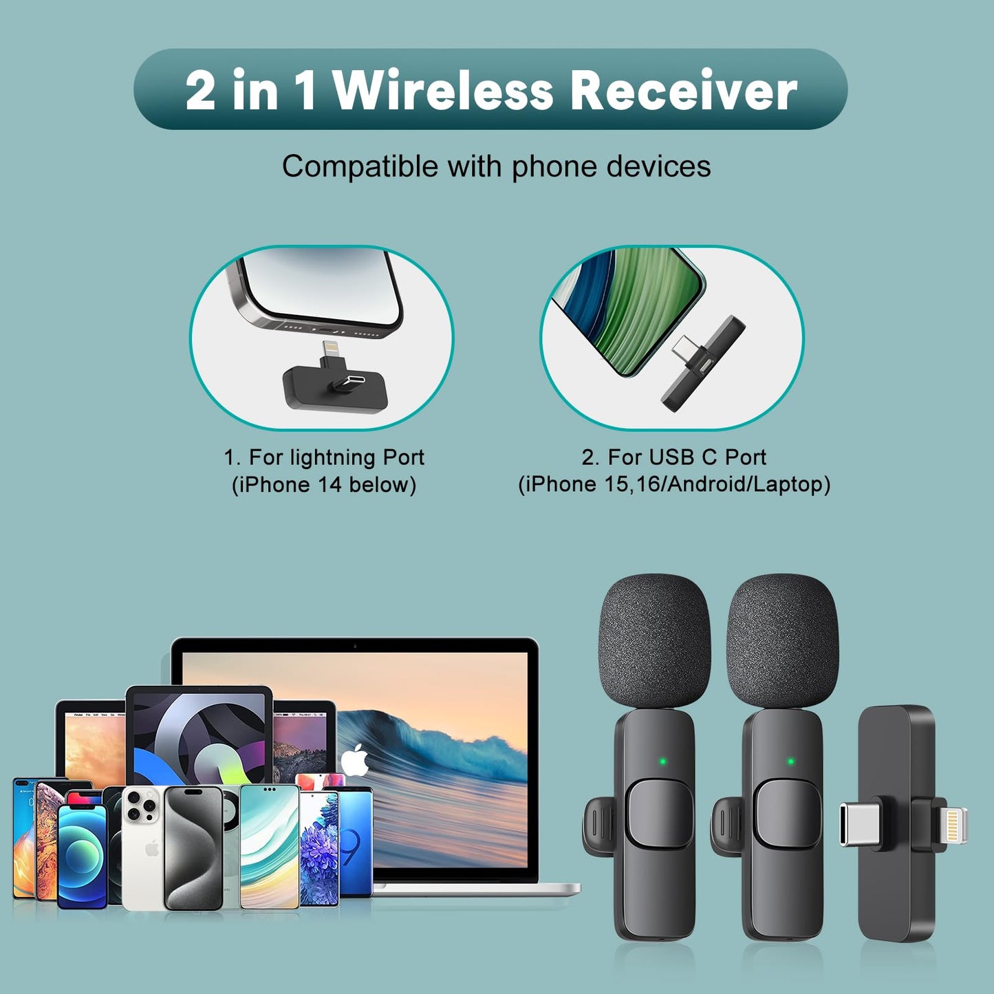 MAYBESTA Professional Wireless Lavalier Lapel Microphone for iPhone, iPad - Cordless Omnidirectional Condenser Recording Mic for Interview Video Podcast Vlog YouTube