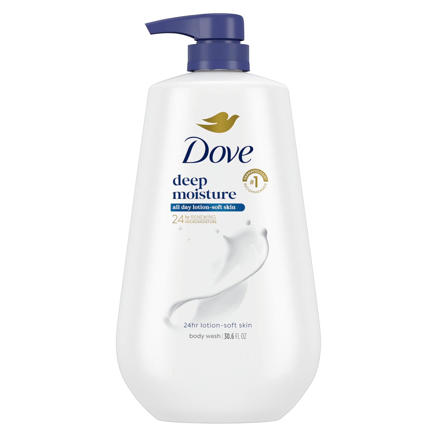 Dove Body Wash with Pump Deep Moisture for 24hr Lotion-Soft Skin Moisture Moisturizing Skin Cleanser with No Sulfates No Parabens 30.6 oz