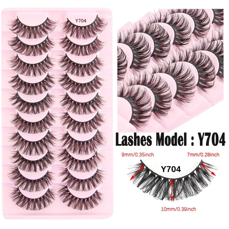 ICYM Glam Extensions 10 Pairs of False Eyelashes – Expertly Crafted for Stunning Eyes! Enhance Your Beauty with Precision-Cut Lashes, Professional Tweezer Application (Y704)