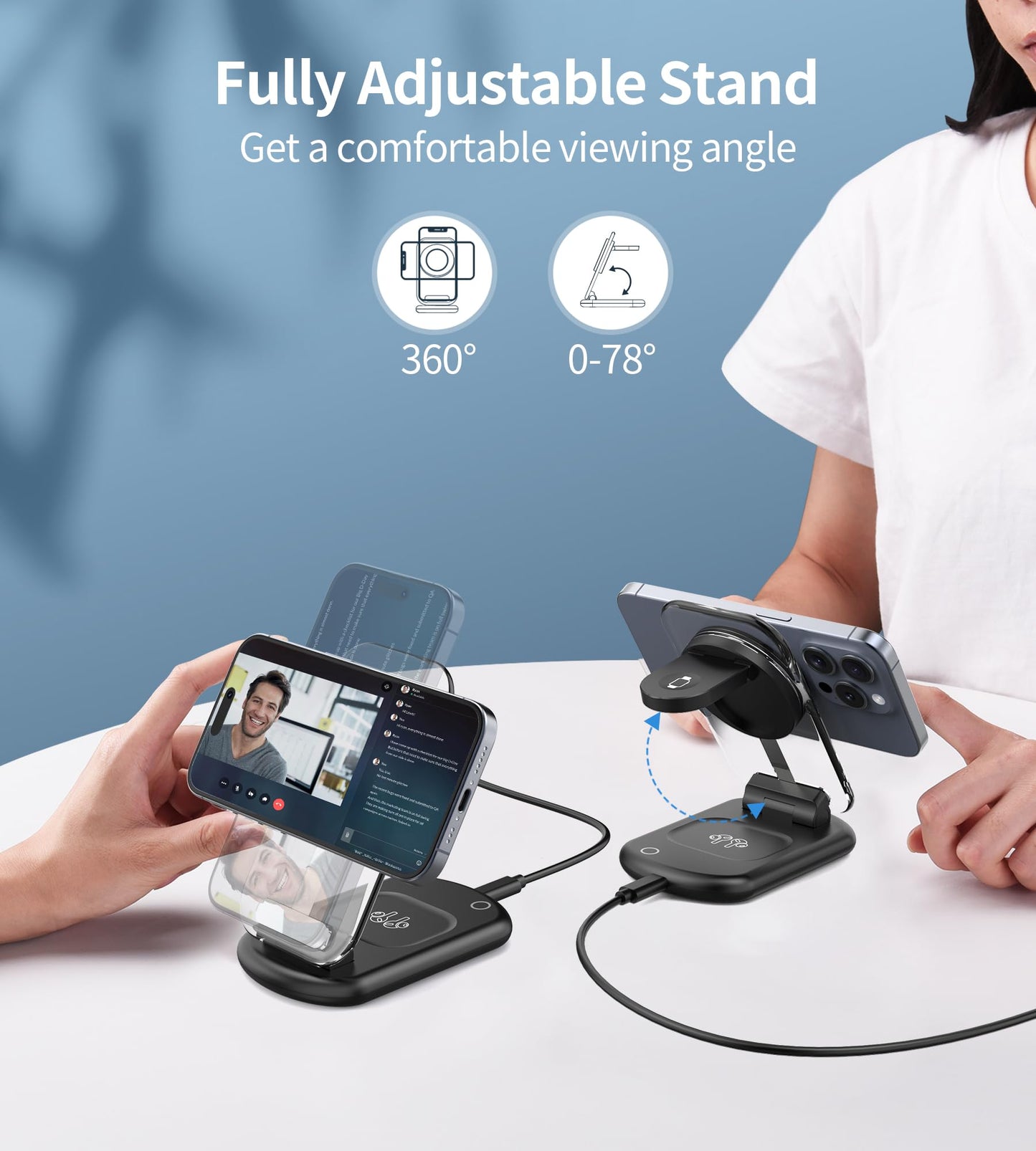 3 in 1 MagSafe Wireless Charging Station for Apple iPhone, iWatch, iPods with Night Light