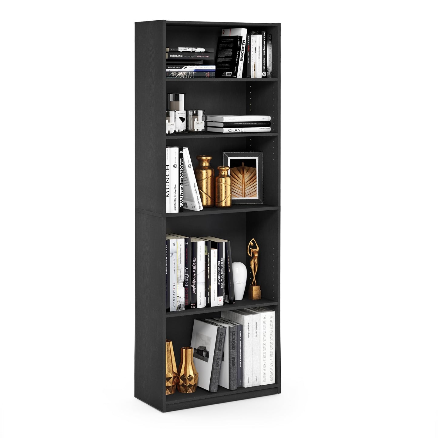 Simply Home 5-Shelf Bookcase, 5-Tier, Black