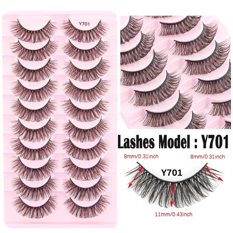 ICYM Glam Extensions 10 Pairs of False Eyelashes – Expertly Crafted for Stunning Eyes! Enhance Your Beauty with Precision-Cut Lashes, Professional Tweezer Application (Y701)
