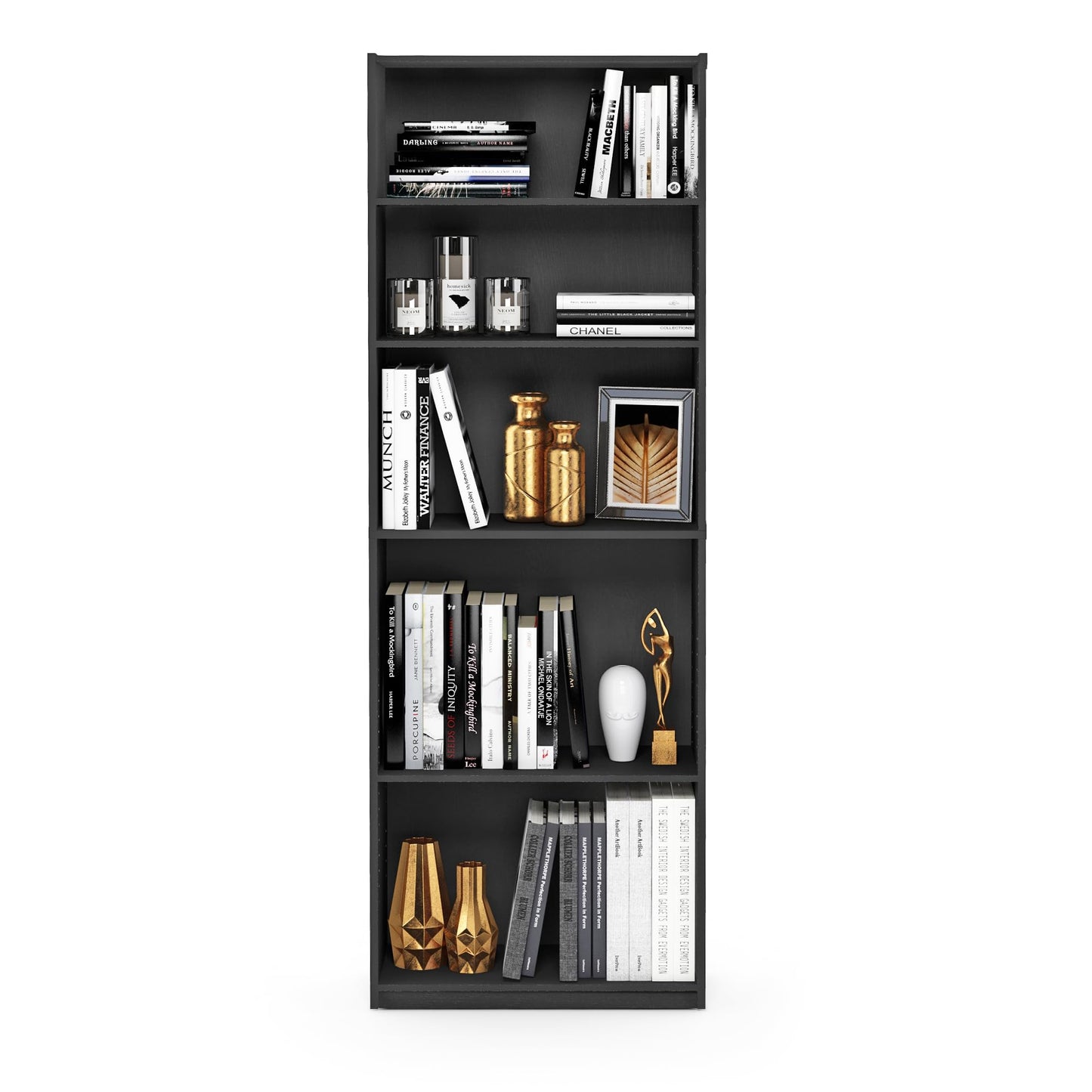 Simply Home 5-Shelf Bookcase, 5-Tier, Black