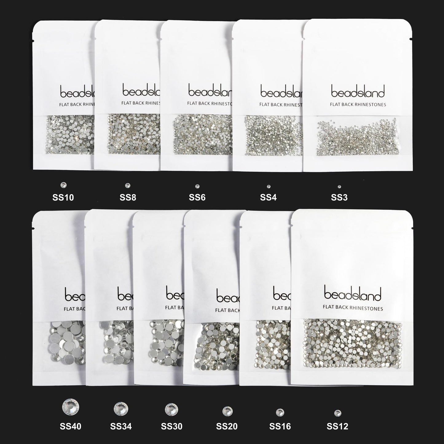 beadsland Flat Back Crystal Rhinestones Round Gems for Nail Art and Craft Glue Fix, CrystalAB (4.6-4.8mm) SS20/1440pcs