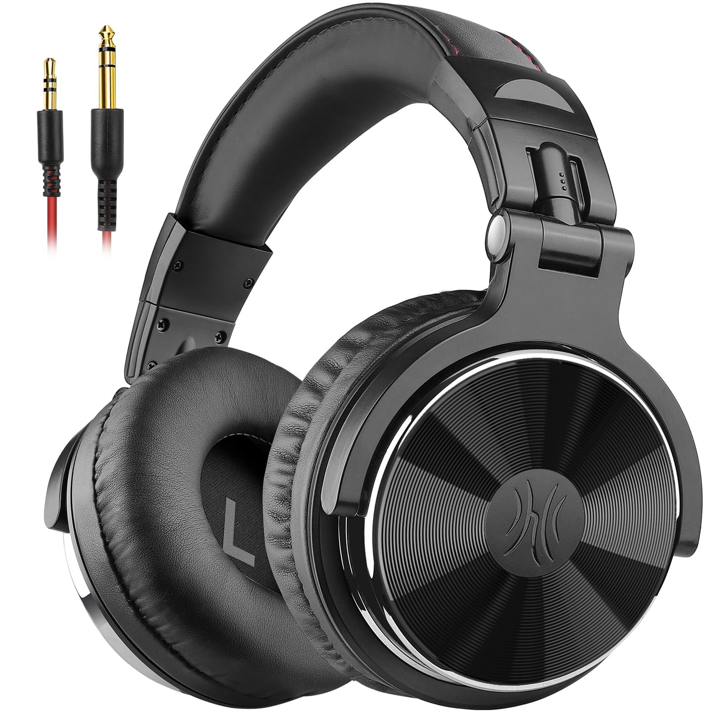 Wired Over Ear Headphones Hi-Res Studio Monitor & Mixing DJ Stereo Headsets with 50mm Drivers and 1/4 to 3.5mm Jack for AMP Computer Recording Podcast Keyboard Guitar Laptop - Black