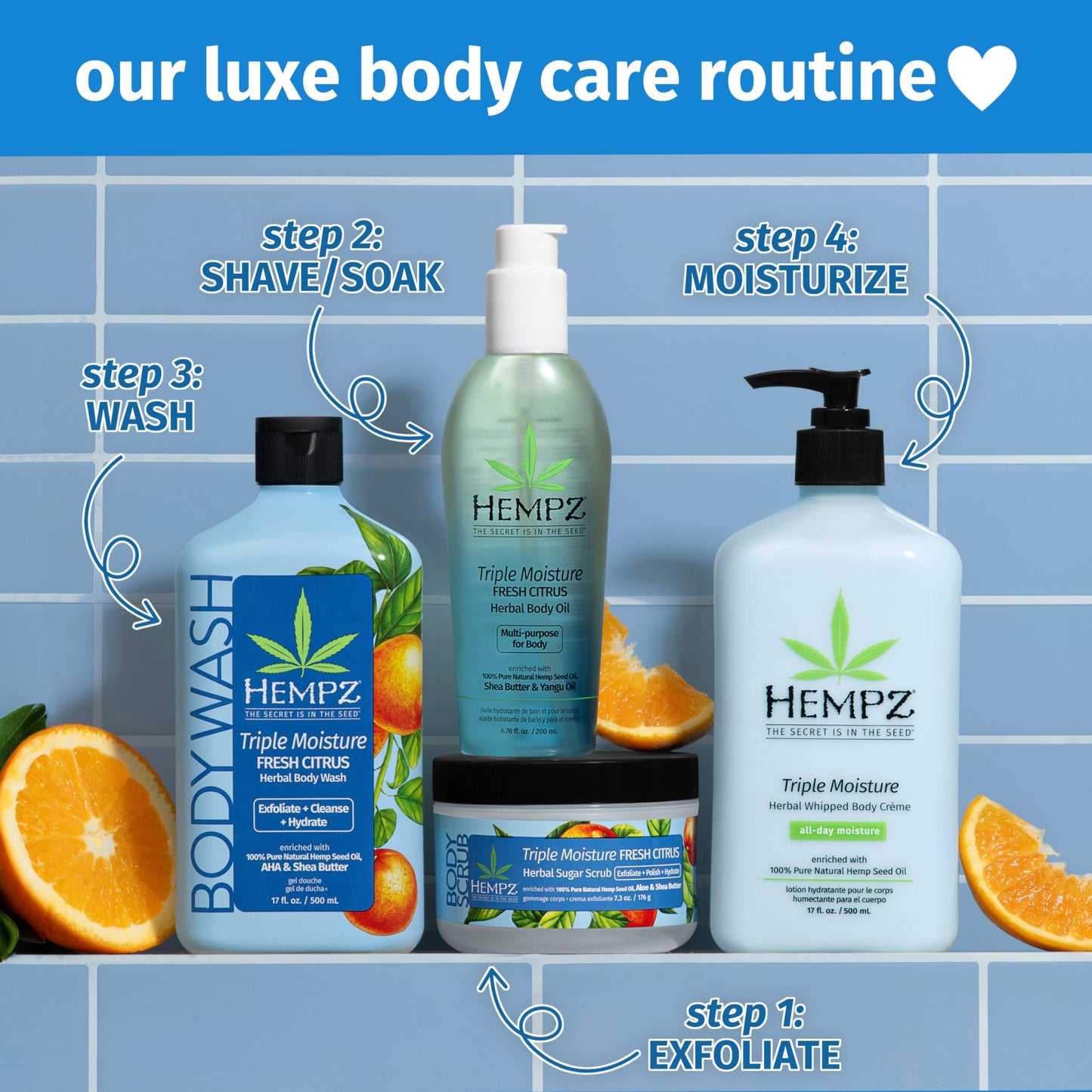HEMPZ Triple Moisture Body Moisturizer, 17 Oz – Hydrating Lotion Rich with Minerals, Vitamin C, & Hempseed Oil to Nourish & Repair Extremely Dry or Sensitive Skin for Body