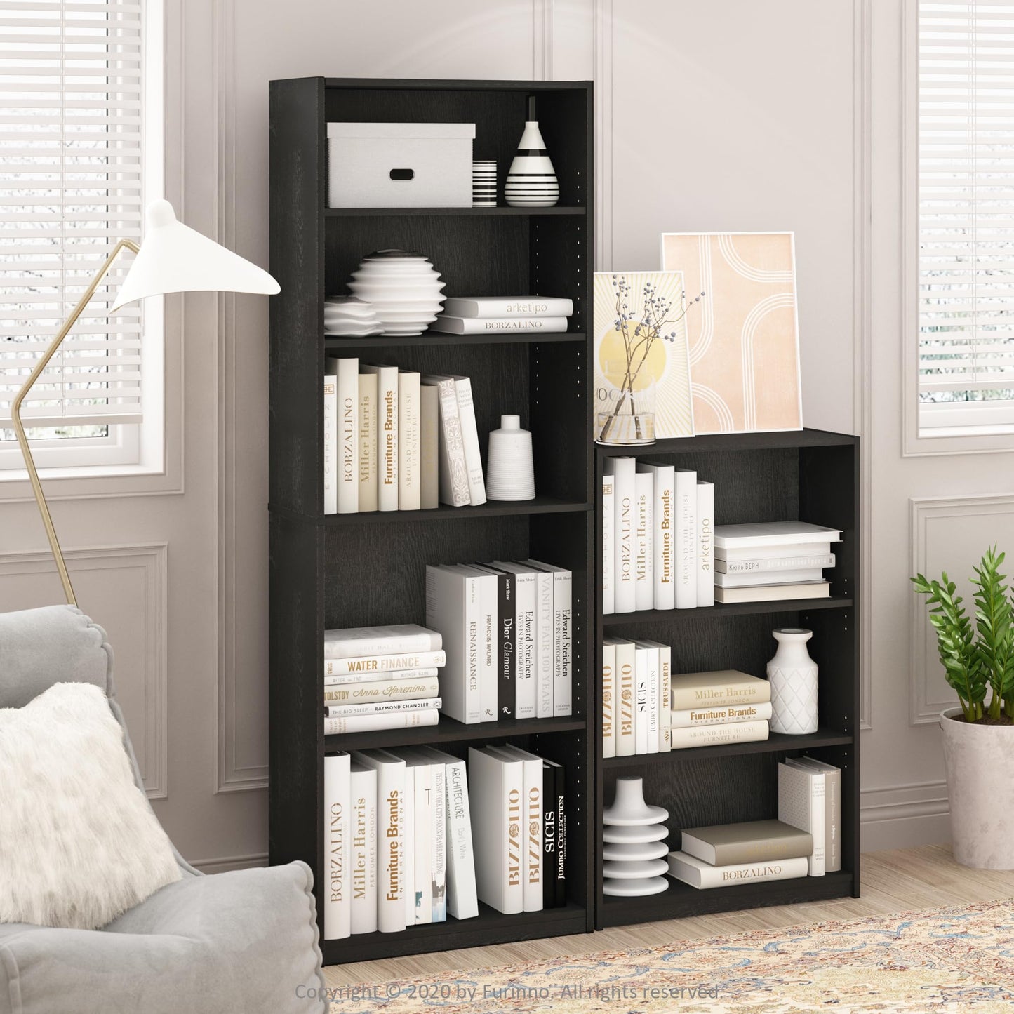 Simply Home 5-Shelf Bookcase, 5-Tier, Black