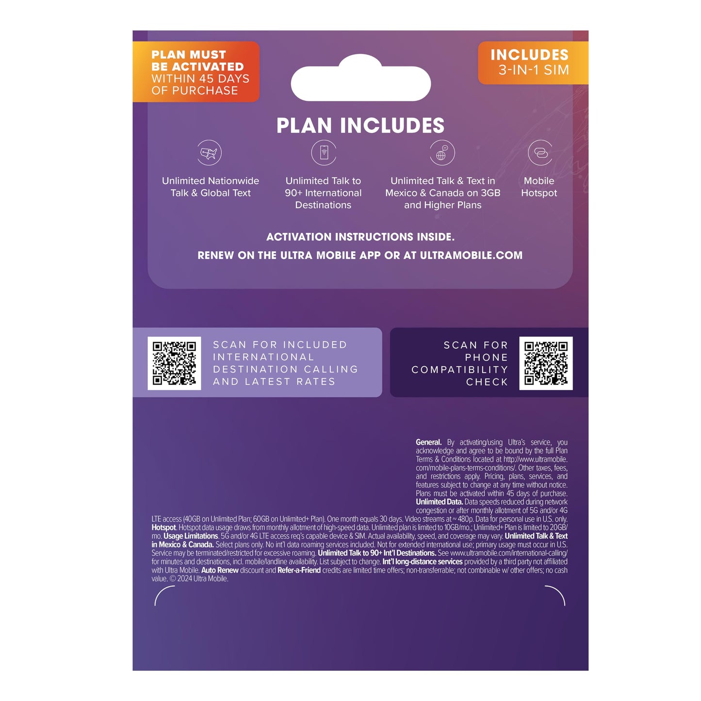 $19/mo. Ultra Mobile Prepaid Phone Plan with Unlimited Talk, Text and 3GB of 5G • 4G LTE Data (SIM Card Kit)