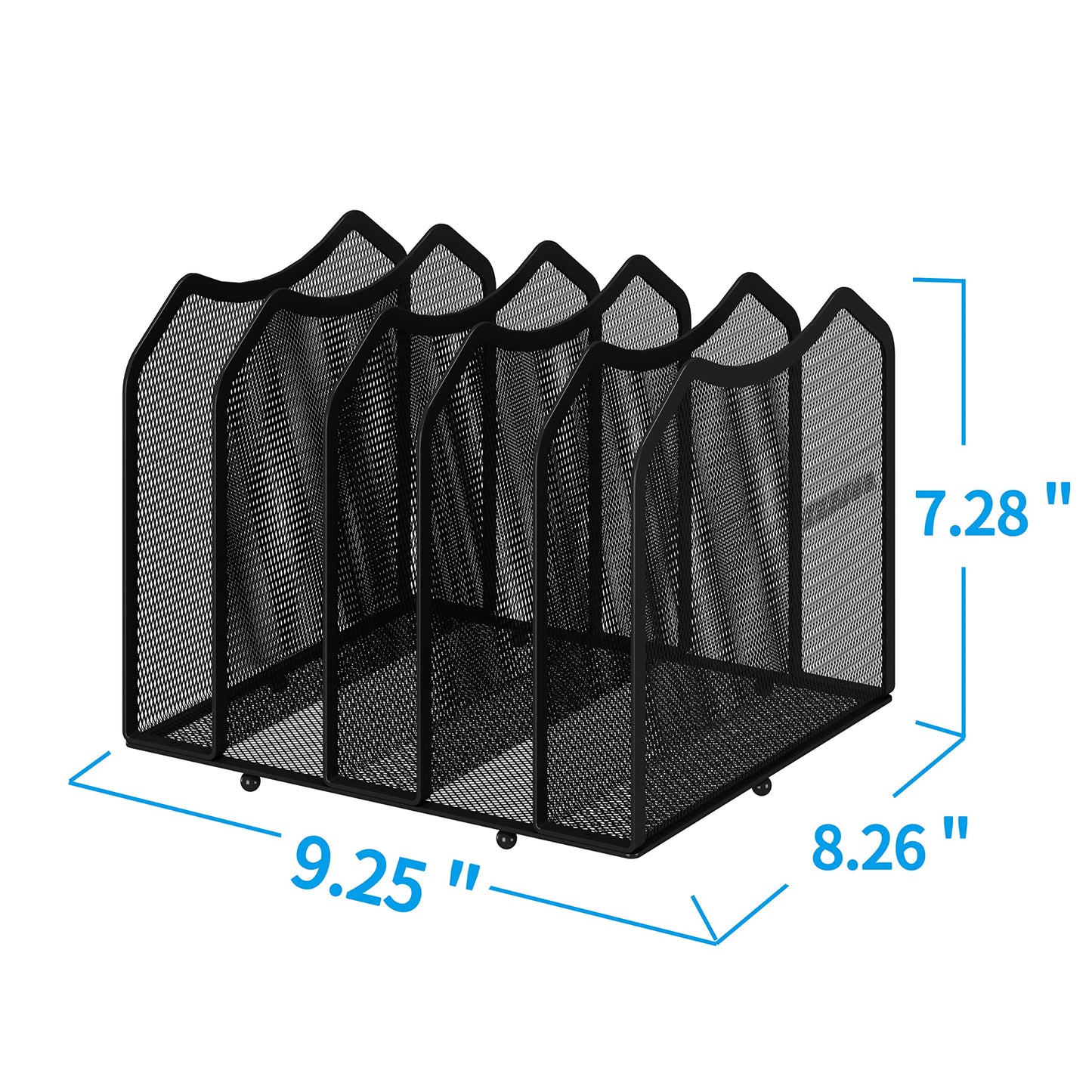 Mesh Desktop File Sorter Organizer, 5-Section Bookshelf for Desk Home Office, Black