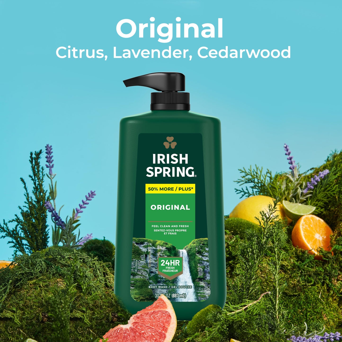 Irish Spring Original Moisturizing Body Wash for Men, 24-Hour Fresh, Face and Body Wash, Men’s Body Wash, Biodegradable Ingredients, Paraben Free, Cool Fresh Scent, 30 fl oz Pump Bottle
