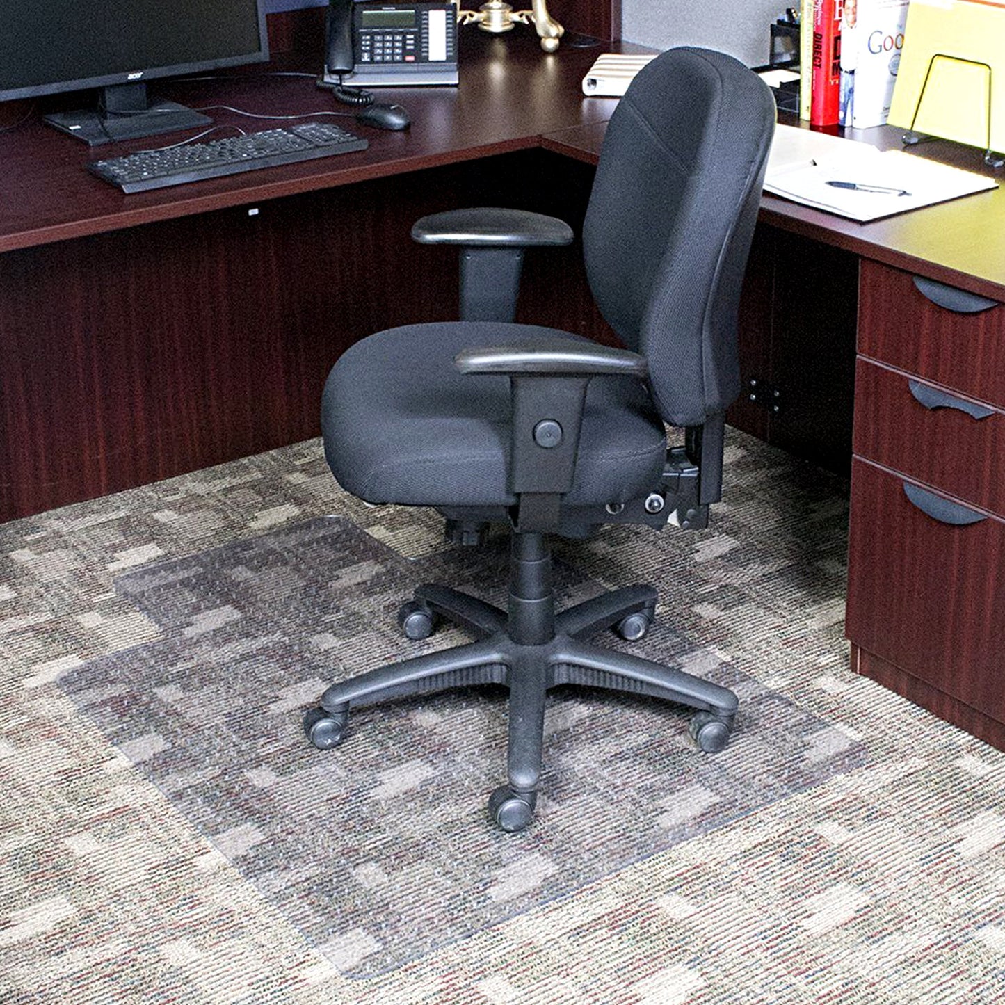 Office Chair Mat for Low Pile Carpet with Lip, 36" x 48", Clear
