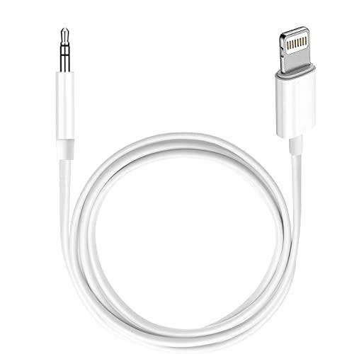 (Apple MFi Certified) iPhone AUX Cord for iPhone,Lightning to 1/8 Inch Audio Cable,3.3ft, Headphone Jack Adapter Male Aux Stereo Audio Cable Compatible for iPhone 14/13/12/11/XR/X/8/7 (White) - GEAR4EVER