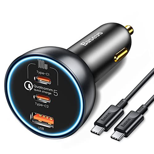 160W USB C Car Charger, Baseus Type C Car Charger, QC5.0 PD3.0 PPS 3 Ports Super Fast Charging Car Phone Charger Adapter for iPhone 14 13 12 Pro, Samsung S22 S21 iPad MacBook Pro Air Laptop Steam Deck - GEAR4EVER