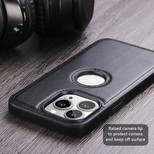 GEAR 4 EVER Frontier for iPhone 15 Pro Phone Case - Western-Style Leather - Rugged Protection and Vintage Charm - Compatible with 15 Pro (Blue)