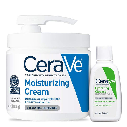 CeraVe | Moisturizing Cream Combo Pack - 16 oz with Pump & 1 oz Hydrating Facial Cleanser - Better Savings Group