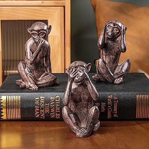 3 wise monkeys statue - hear no evil see no evil speak no evil monkeys statue for home decorations,monkey figurines home decor accents,see no evil figurines monkey statue set of 3 shelf decor accents - Better Savings Group