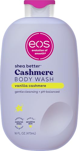 eos Shea Better Cashmere Body Wash, Vanilla Cashmere, Moisturizing and Nourishing, pH Balanced Creamy Gel Formula, Paraben & Phthalate Free, Sensitive Skin,16 fl oz