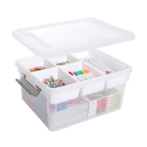 17 QT Plastic Storage Box with Removable Tray Craft Organizers and Storage Clear Storage Container for Organizing Bead, Tool, Sewing, Playdoh