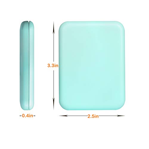 Pocket Mirror, 1X/3X Magnification LED Compact Travel Makeup Mirror with Light for Purse, 2-Sided, Portable, Folding, Handheld, Small Lighted Mirror for Gift, Cyan