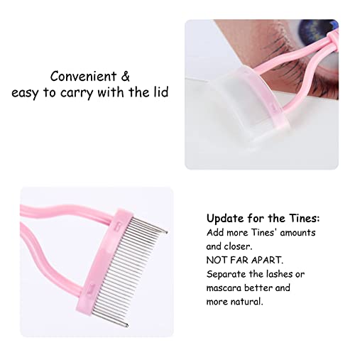 Eyelash Comb Separator Eyelash Mascara Brush and Comb Lash Separator With Comb Cover Arc Designed Cosmetic Brushes Tool Pink (1PCS)