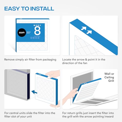 Simply 20x20x1 Air Filter, Merv 8, MPR 600, 6 Pack, Furnace Air Filter for HVAC (Actual Size: 19.75"x19.75"x0.75") DUST, Pet, & Allergy Control